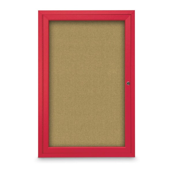 Slim Enclosed Corkboard, 18"x24", Bronze Alum Frame/Medium Grey